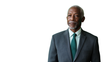 Confident senior businessman smiling on transparent background