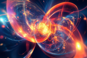 Quantum Nuclear Fusion Entanglement 3D Representation &ndash; A Cutting-Edge Visualization of Advanced Energy, Science, and Futuristic Technology in a Complex 3D Model