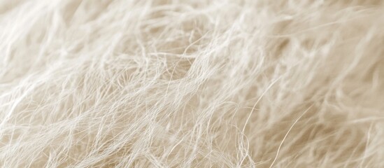 Close-up of soft light beige fluffy texture with fine fibers and copy space for text insertion
