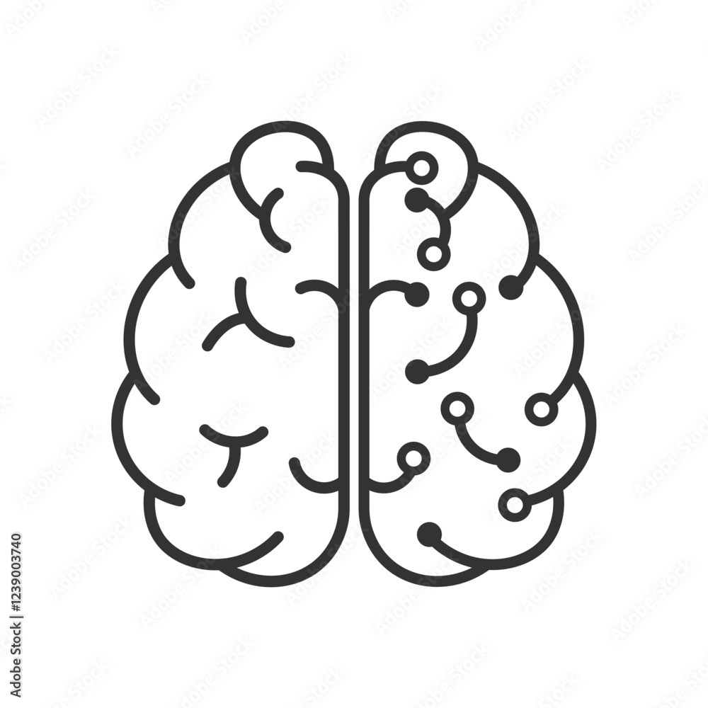Aufkleber Artificial intelligence digital brain icon. Human brain processor circuit and cybernetic brain. Icon element for application and web. Vector illustration.