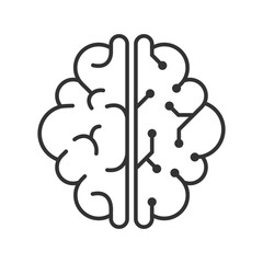 Artificial intelligence digital brain icon. Human brain processor circuit and cybernetic brain. Icon element for application and web. Vector illustration.