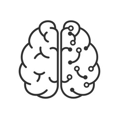 Artificial intelligence digital brain icon. Human brain processor circuit and cybernetic brain. Icon element for application and web. Vector illustration.