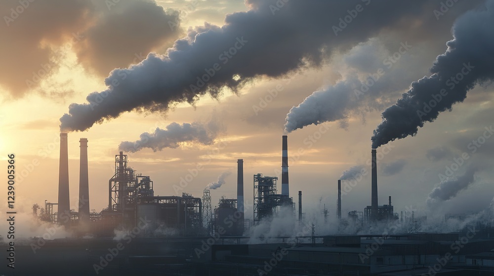 Poster engineers developing cleaner and more efficient industrial processes to reduce emissions.