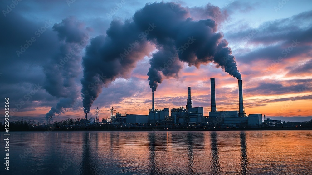 Poster engineers developing cleaner and more efficient industrial processes to reduce emissions.
