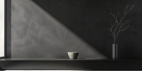 Obraz premium A minimalist aesthetic featuring a sleek charcoal gray background, Clean lines and subtle shadows, Modern minimalist style