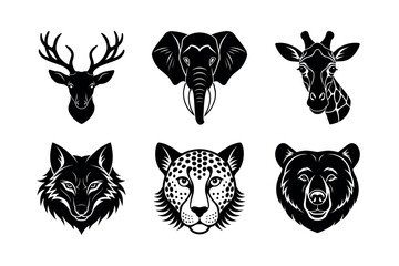 Versatile Mammals Head Silhouette Vectors for Print and Digital Use