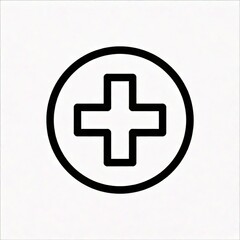 Fototapeta premium Bold Medical Cross Icon: Minimalist Circular Design