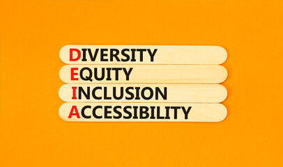 DEIA symbol. Concept words DEIA diversity equity inclusion accessibility on sticks. Beautiful...