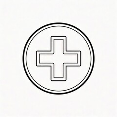 Obraz premium Circular Medical Cross: A Minimalist Line Art Design