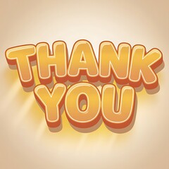 3D style Thank You text with a golden gradient effect on a yellow background