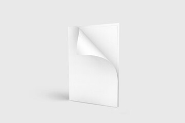 Blank paper folder isolated on white background. 3D rendering. Mock-up.