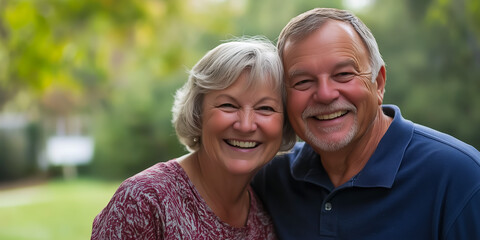 Fototapeta premium Happy senior couple smiling together in a natural setting