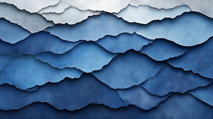 Fototapeta premium Abstract Blue Layered Mountain Range Artwork