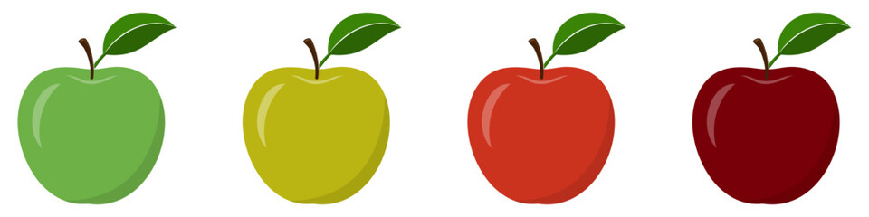 Apple icon. Set of simple multi-colored apples icons. Isolated apple symbol. Vector illustration
