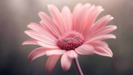 Obraz premium Close-up view of a delicate pink flower in soft light and blurred background setting