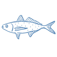 Line Art Illustration of Fish. Vector Graphic.