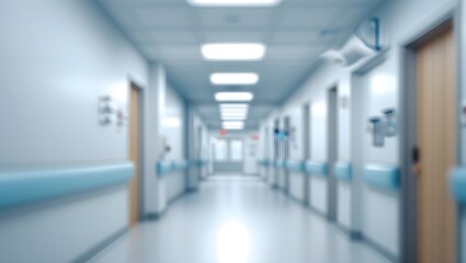 Obraz premium Clean lighting blurs the background of a hospital's corridor, Net and clean minimal background.