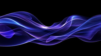Abstract blue wave energy flow design, black background