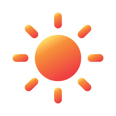 Vector Flat Sun Icon Design with Gradient on White Background. Hot Weather, Heat, Climate, High Temperature, Day, Light Solid Simple Sign Illustration. 