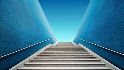 Fototapeta premium minimalist staircase design against a blue backdrop