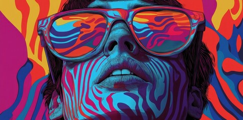 Naklejka premium Abstract Colorful Portrait of a Person Wearing Sunglasses