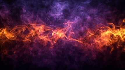 Fototapeta premium Abstract fiery purple and orange smoke swirls