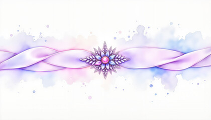Obraz premium Satin bridal sash with beadwork on pastel background, elegance defined