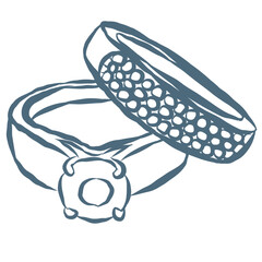 Line Art Illustration of Wedding Ring. Vector Graphic.