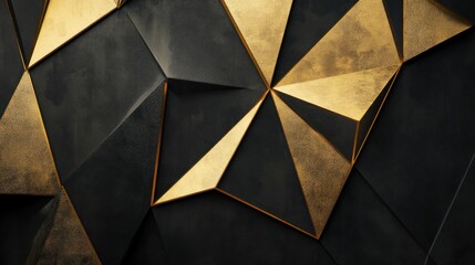 Abstract black and gold geometric textured background.