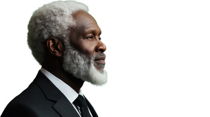 Confident senior businessman looking ahead on transparent background