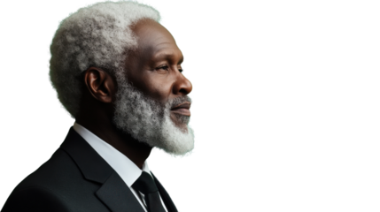 Confident senior businessman looking ahead on transparent background