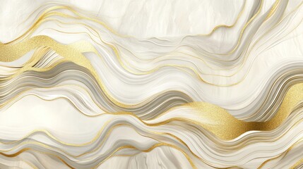 Obraz premium Abstract gold and white marble wave texture.