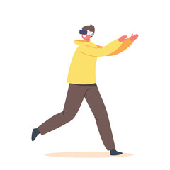 Teenager In Goggles Spend Time In Gamers Club.Child In Vr Goggles Playing Virtual Reality Game, Interactive Technology