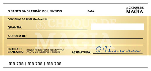 Cheque de Magia Prosperidade Cheque Mágico Gratidão  Lei da atração © kiranocturna