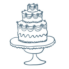 Line Art Illustration of Wedding Cake. Vector Graphic.