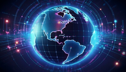 glowing sphere of global market connectivity and digital data flows