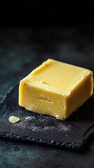 Butter pieces, closeup, healthy food, background