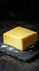Butter pieces, closeup, healthy food, background