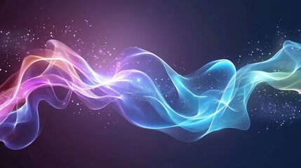 Obraz premium Abstract colorful glowing wave with particles.
