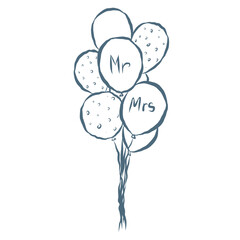 Line Art Illustration of Balloons. Vector Graphic.
