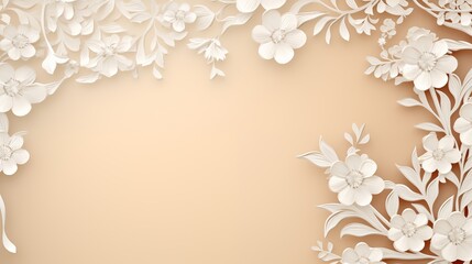 white flowers on a wooden , empty space in the center,generative ai illustration