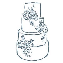 Line Art Illustration of Wedding Cake. Vector Graphic.