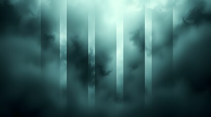 Fototapeta premium Mysterious clouds and vertical light beams create an ethereal atmosphere at twilight. Generative AI