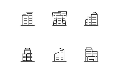 Set of Tower Building icon Outline icon, Editable Stroke