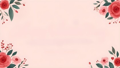 Soft Pink Romance A Floral Frame with Red and Pink Roses, Delicate Blooms, and a Touch of Spring.