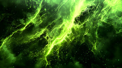 A 3D digital storm in acid green and cyber black, chaotic and electric