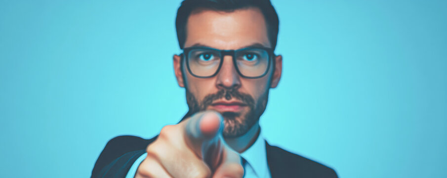 Close-up portrait of assertive business leader in professional setting