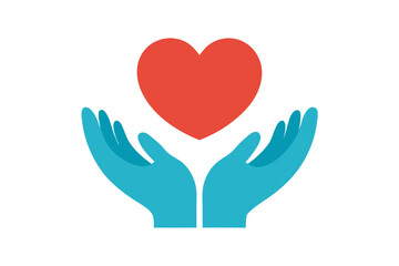 heart and hands icon vector illustration , heart in hand logo, doctor logo vector illustration , logo design 