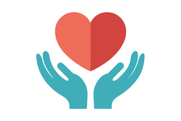 heart and hands icon vector illustration , heart in hand logo, doctor logo vector illustration , logo design 