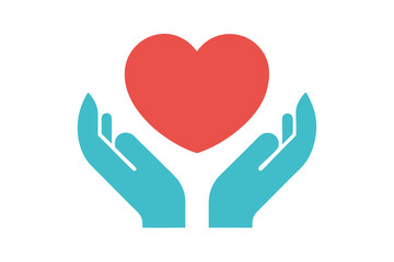 heart and hands icon vector illustration , heart in hand logo, doctor logo vector illustration , logo design 